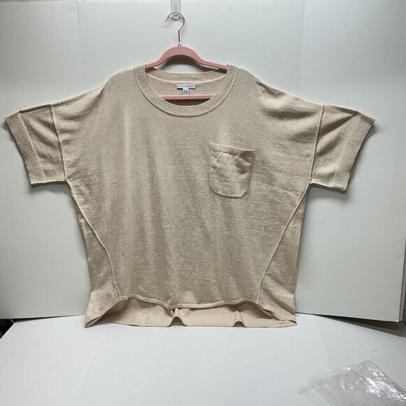 2X Top Tulip Hem Oversized Isaac Mizrahi Live A397083-Heather Oatmeal - Picture 1 of 11